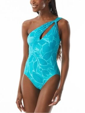 Carmen Marc Valvo One Shoulder Cut Out One Piece Swimsuit